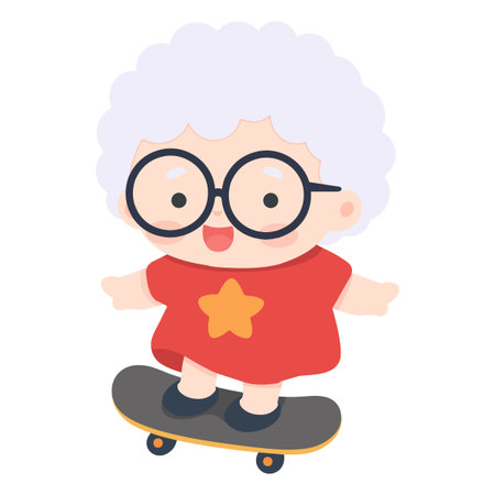 Cartoon Elderly Woman Skating oldのイラスト素材