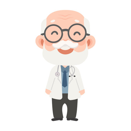 Illustration of a Smiling Doctor With Stethoscope cartoonのイラスト素材