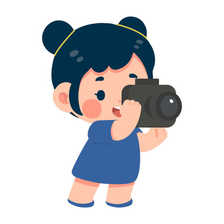 Illustration of Girl Taking a Photo kid