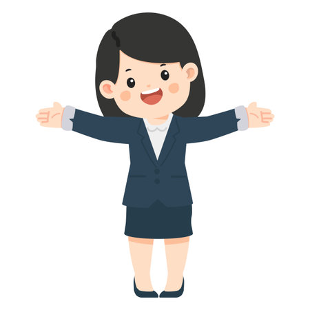 Cartoon Businesswoman Giving a Welcome Gesture peopleのイラスト素材