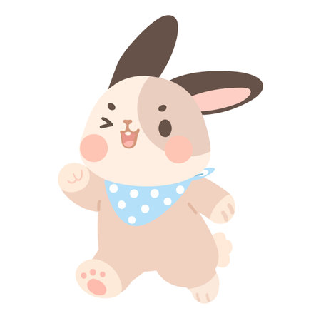 A joyful animal character expressing happiness friendliness warmth playful mood kids appeal mascot use and cheerful creative design conceptsのイラスト素材