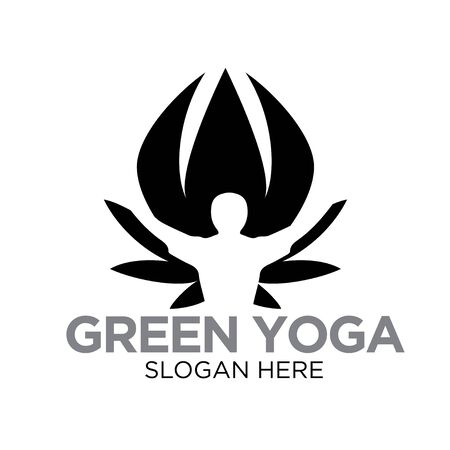 green yoga leaf nature logo designsのイラスト素材