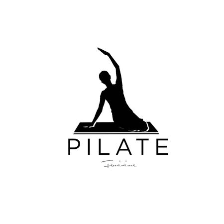 Sitting Pilates Woman Silhouette logo design illustration icon simpleのイラスト素材