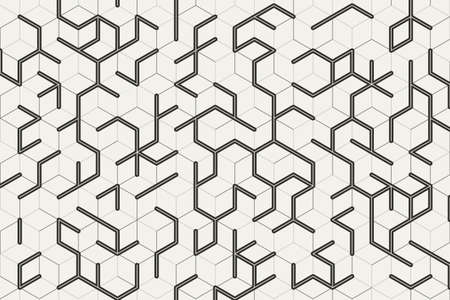 Abstract grey cube pattern on white background. Modern lines square mesh. Simple flat geometric...