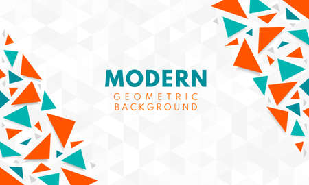 Abstract trendy colour geometric shape on white grey background with copy space. Modern futuristic ...