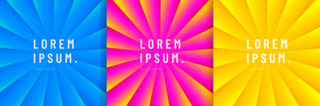 Set of abstract striped lines pattern background with blue, pink, yellow shapes perspective. Vector illustrationのイラスト素材