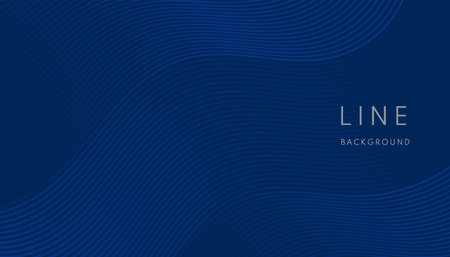 Abstract gradient wave lines curve on dark blue background. Luxury wavy stripes pattern design. Modern and Minimal concept. Can use for template, banner web, print ad.のイラスト素材