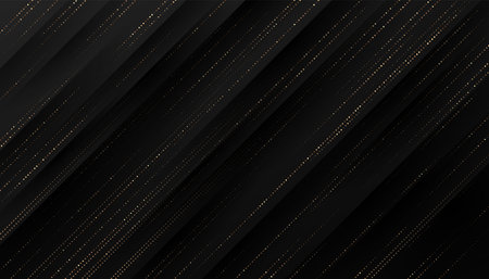 Abstract diagonal geometric black gradient color background glowing golden stripes line dots texture. Luxury, elegant. Can use for template brochure, poster, banner web, print.のイラスト素材