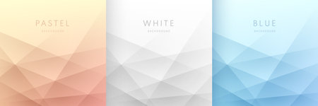 Set of pink, yellow, white, blue abstract background with dynamic overlap stripes lines geometric shape. Modern and minimal background with copy space. Polygon pattern design.のイラスト素材