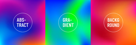 <p>Set of abstract blurred gradient in vivid color background. Dynamic vibrant orange, green, blue,...