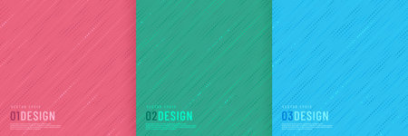 <p>Set of diagonal lines dots overlapping on pink, green and light blue abstract background. Modern and minimal halftone design. Dynamic speed dots pattern template with copy space. </p>のイラスト素材
