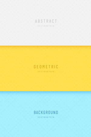 Set of abstract geometric square pattern, white, blue, yellow background. Trendy pastel color tile texture collection. Can use for cover, poster, banner web, flyer, Print ad.のイラスト素材