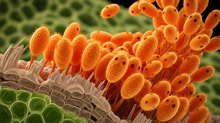 Human papillomaviruses, 3D illustration. Papillomaviruses are the most common type of virusの素材