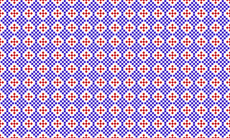 a detailed pattern composed of square designs,squrae shape pattern red and blue color on blue.