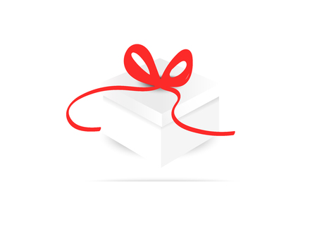white gift and red ribbon background vectorのイラスト素材