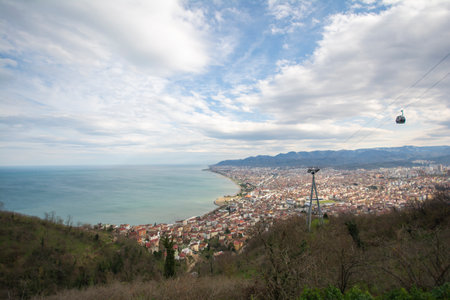 View from the cable car to the city.