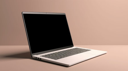 Laptop with blank screen on pink background. 3D Renderingの素材