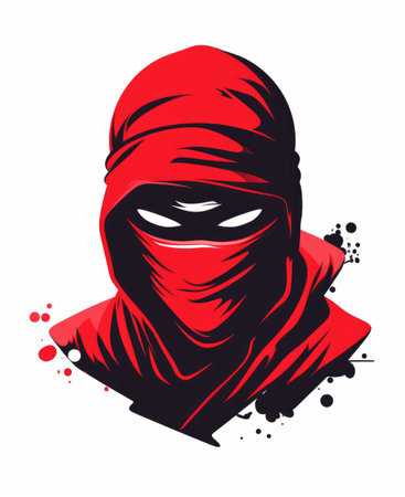 Hooded man in a red bandana. Vector illustration.の素材