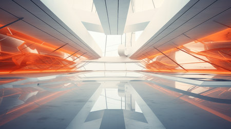 3D render of abstract futuristic glass architectの素材