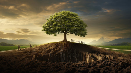 Planting the seeds of success, the journey of business growth, money growth, saving and investing concept, personal finance background, conceptual imagery of financial concepts.の素材