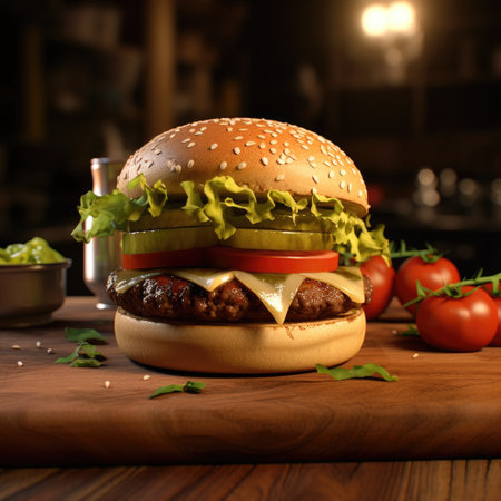 Home made hamburger with lettuce and cheeseの素材