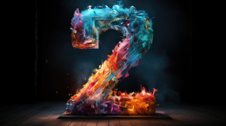 the number 2 made out of colorful neons in frontの素材