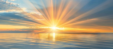 beautiful sunlight at ocean bay, panoramic beach travel landscapeの素材