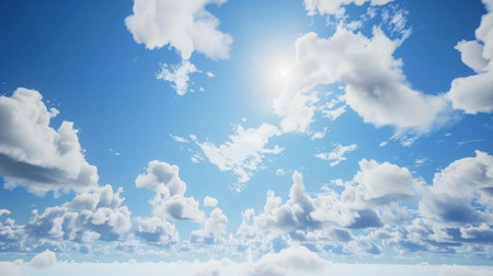Blue sky background with soft clouds. Weather forecast concept.の素材