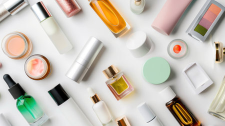 Assorted Skin Care Products on White Surfaceの素材
