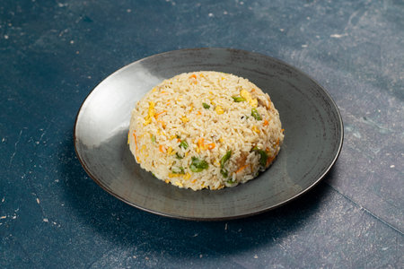 Egg Fried Rice served in a dish isolated on background side view of chinese foodの写真素材