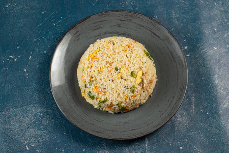 Egg Fried Rice served in a dish isolated on background side view of chinese foodの写真素材