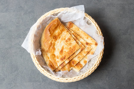 Laccha Parata or lachha paratha served in basket isolated on table top view of asian and indian foodの写真素材