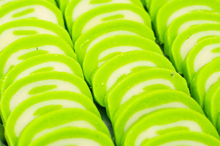 Lemon Sandesh texture closeup side view of Indian, pakistani and bangladeshi sweet dessert foodの写真素材