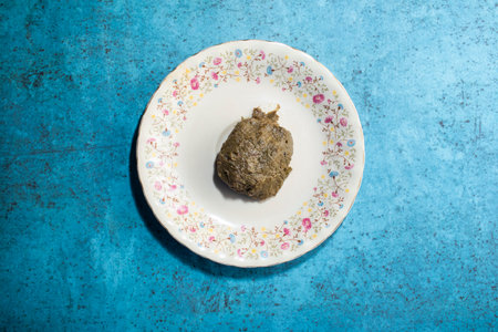 Chepa shutki bhorta served in plate isolated on sky background top view of bangladeshi foodの写真素材