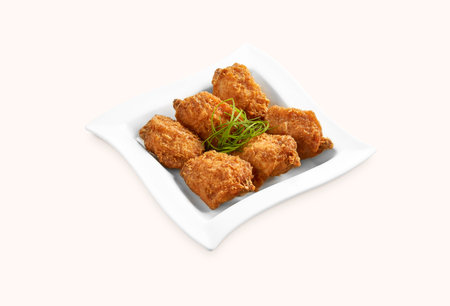 Chicken Wings in Shrimp Paste served in plate isolated on grey background side viewの写真素材