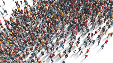 Large group of people in the form of a crowd. 3d renderingの素材