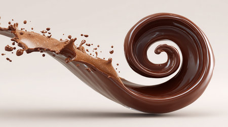 Chocolate swirl splashing on white background. 3d rendering.の素材