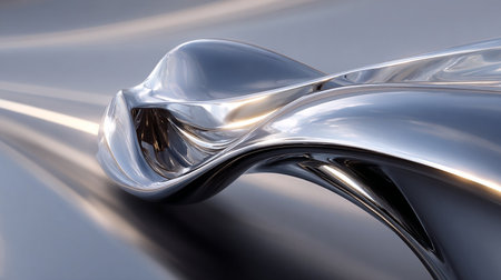 3d rendering of abstract wavy metallic background. Computer digital drawing.の素材