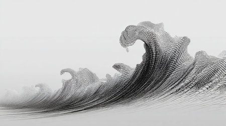 3D rendering of abstract digital waves. Futuristic technology style.の素材