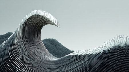 Abstract 3d rendering of wavy surface. Creative background design.の素材