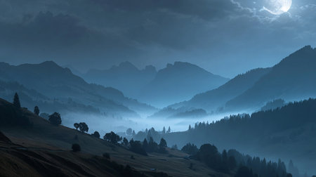 Foggy morning in the mountains. Landscape of Dolomitesの素材