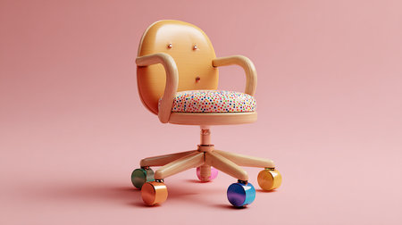 Modern office chair on pink background. 3d illustration. Minimal concept.の素材