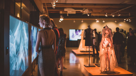 People gather outside Gucci fashion show building for Milan Women's Fashion Week in Milan.の素材