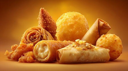 Baklava - traditional indonesian sweets on orange backgroundの素材