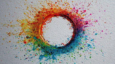 Colorful abstract paint splashes on white background. Abstract background.の素材