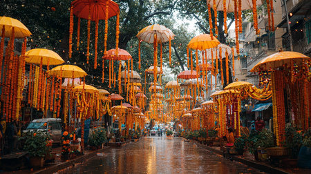View of the street of Kathmandu in the morningの素材