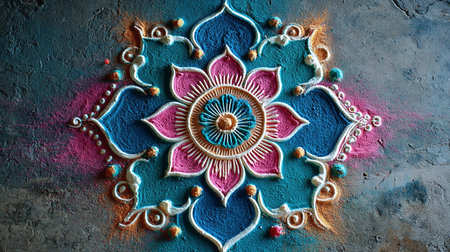 Indian Festival Dussehra, showing colourful rangoli. Dussehra is the most important festival of India.の素材