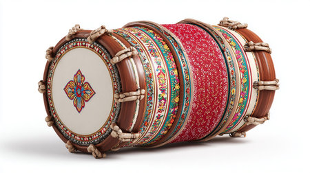 Indian drum isolated on white background. Clipping path included in file.の素材