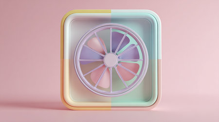 3d rendering of fan in pastel colors on pastel backgroundの素材