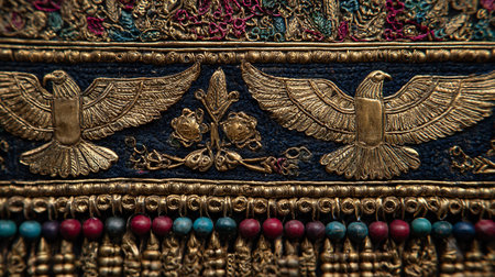 Close-up detail of the details of a traditional Thai costume.の素材